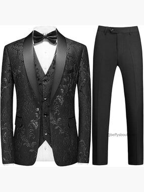 Regular Fit 3-Piece Tuxedo Suit Set with Shawl Lapel for Wedding Prom